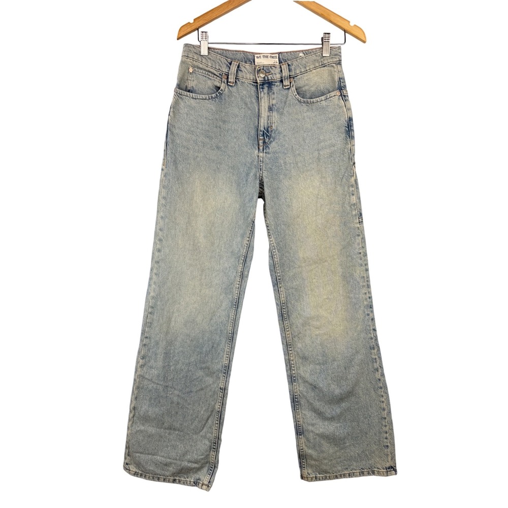 We The Free Tinsley Baggy Jeans Womens 26 Blue High Rise Straight Leg Denim